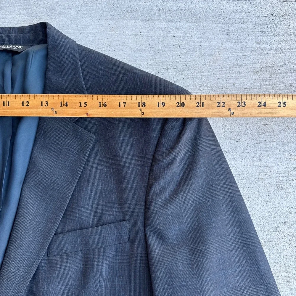 Jos A Bank Suit Mens 43L 34R Grey Glen Plaid Wool 2 Button Pleated Cuffed 2pc